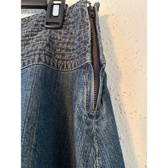 FRN By Fransa Bohemian Denim Skirt With Embroidered Details Tiered Design M.L - Picture 7 of 13